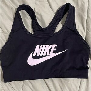 Nike Women's Black Sports Bra with White Logo